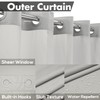 Extra Long No Hook Slub Textured Shower Curtain with Snap-in