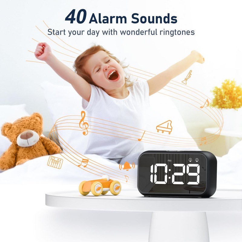 LATEC Alarm Clock, Digital Alarm Clock Bedside with LED Display,