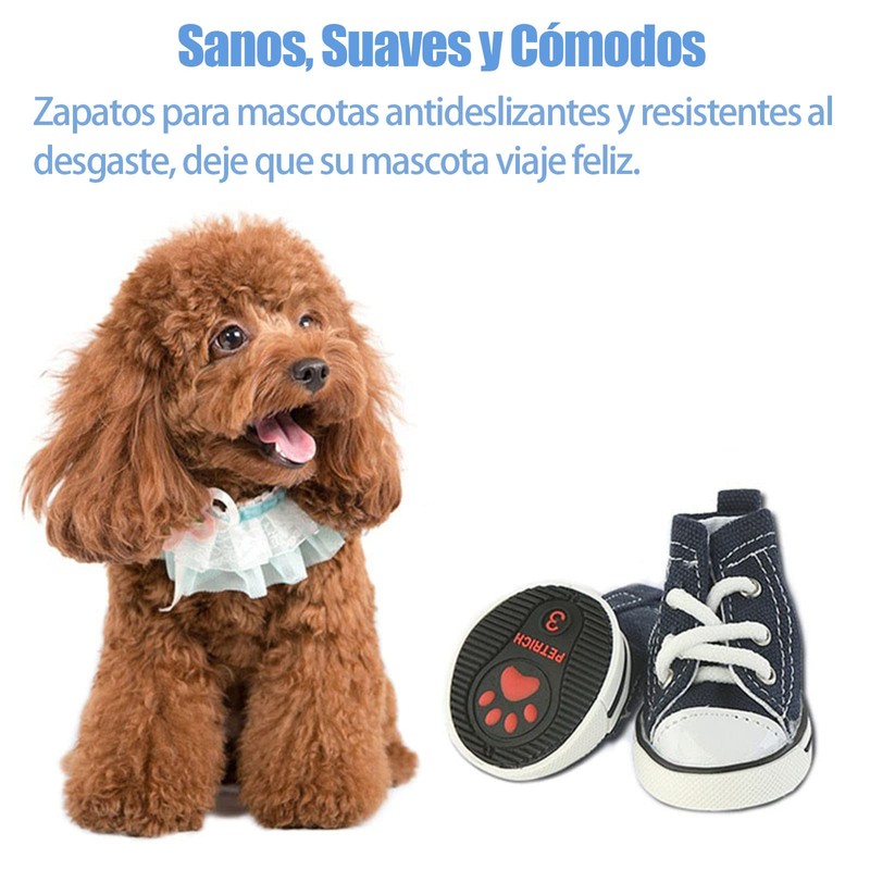 OUPEI 4 Piezas de Zapatos Deportivos de Lona para Perros