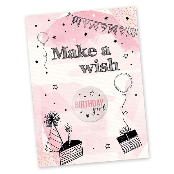 Papierdrachen Postcard with Button | Make a Wish for Sending