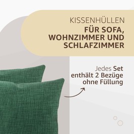 SONIT - Cushion Cover 60 x 60 cm - Sofa Cushion, Decorative Cushion Covers for Living Room and Bedroom - Set of 2 - Made in Italy - Green