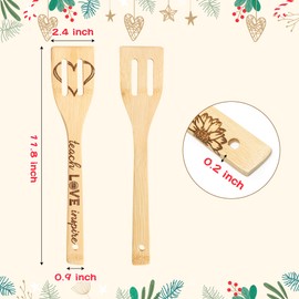 Haooryx 5Pcs Teacher Appreciation Cooking Spoons Set Sunflower Theme Cooking Utensils Non-stick Carve Burned Bamboo Cooking Gadgets Kitchen Decor Supply for Teacher Birthday Christmas New Year Gifts