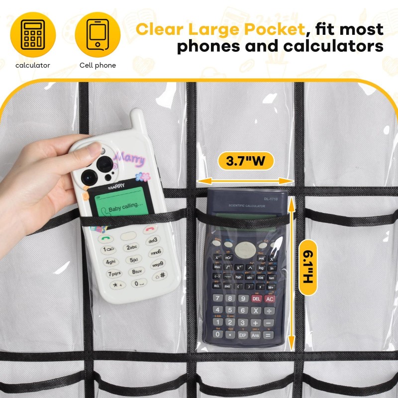 Misslo Narrow Cell Phone Holder Classroom 36 Clear Pockets Calculator