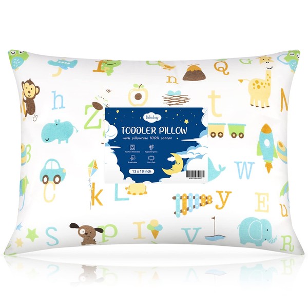 Babebay Toddler Pillow,13X18 Soft Toddler Pillows for Sleeping, Machine Washable