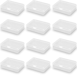 Rectangular Clear Plastic Organizer Storage Box Containers,Small Containers, Small Plastic Containers Pack of 12