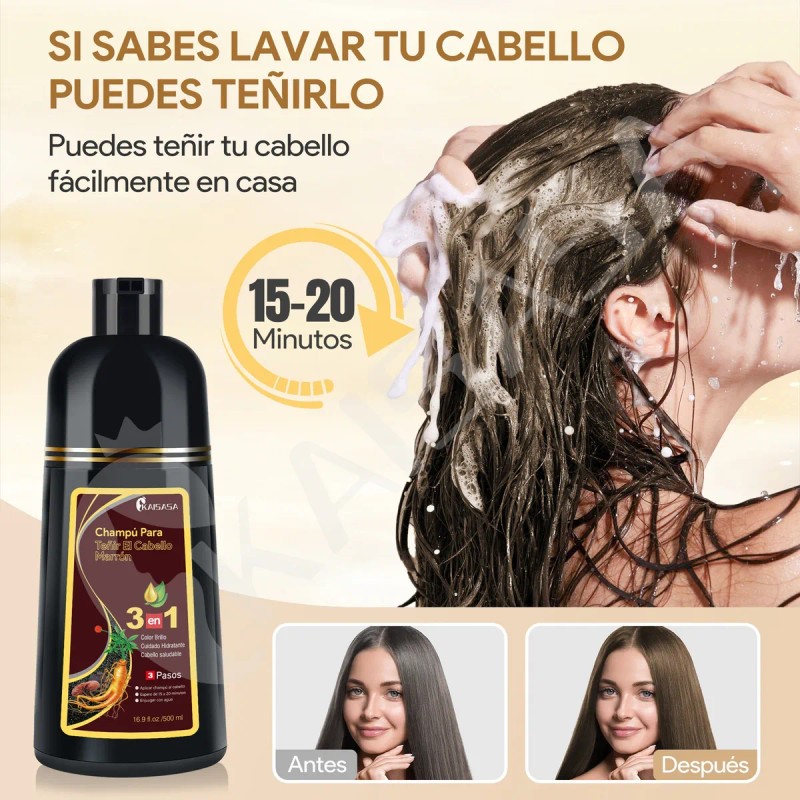 Kaisasa Shampoo Con Tinte Cubre Canas Matizador 2 Pzs