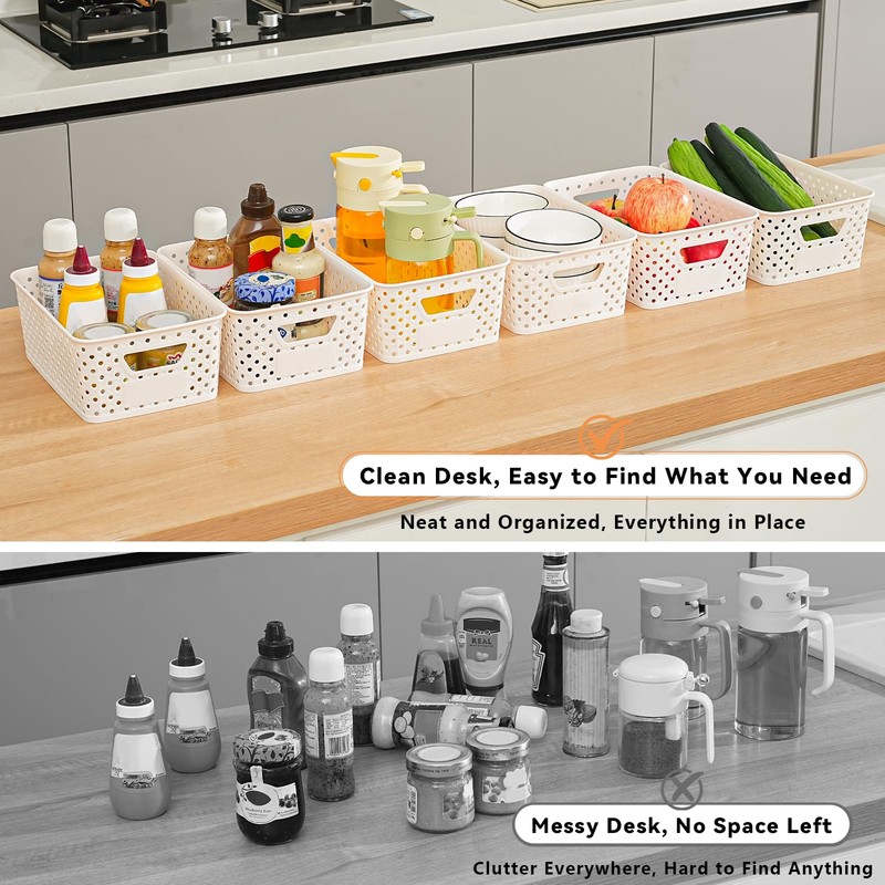 12 Pack Plastic Storage Baskets for Organizing, Storage Baskets for
