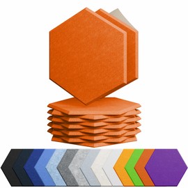 Amantech 12 Pack Acoustic Panels Self Adhesive Sound Proof Foam, High Density Sound Acoustic Panel, 12X10.23X0.4 Inch Hexagon Panels in Home, Office, Reccording Room, Studio,and more(Orange-Red)