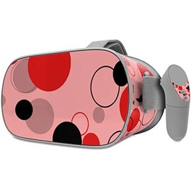Decal Style Skin Wrap Compatible with Oculus Go Headset - Lots of Dots Red on Pink (Oculus NOT Included)