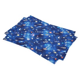 COLORFUL CANDY STYLE Placemats for Boys and Children, Fashionable, Cloth Lunch Placemats (15.7 x 23.6 inches (40 x 60 cm), Set of 2, Future Planet Exploration and Spaceship