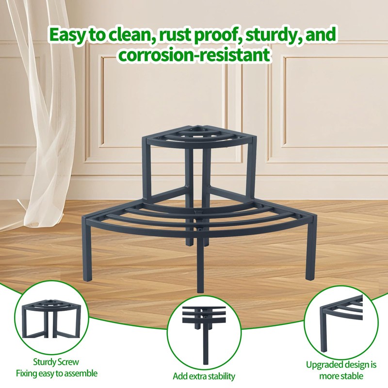 DHYGOTFUR Aluminum 2-Tier Plant Stand Lightweight, Sturdy, and Rust-Free Corner