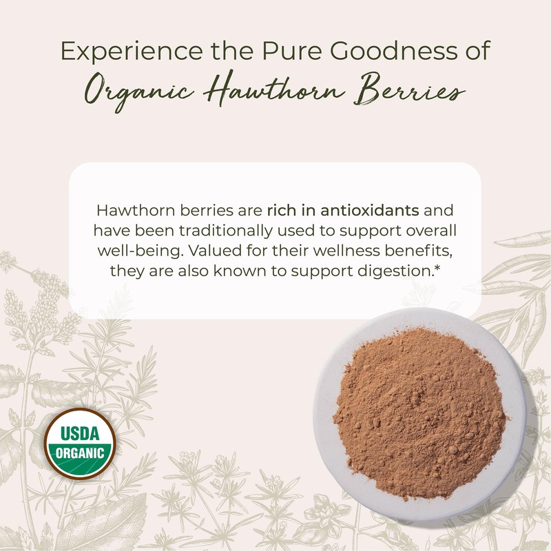 STARWEST BOTANICALS Organic Hawthorn Berry Powder, 16 oz, 1 lb
