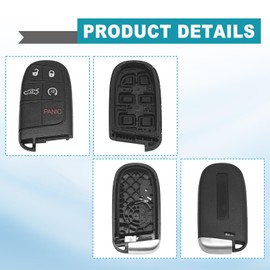Dunviku Replacement Key Fob Shell Case Remote Control Key Cover 5 Button Uncut M3N40821302 Compatible with Jeep Grand Cherokee Compass Dodge Dart Durango Journey Chrysler 300 200 2014-2020
