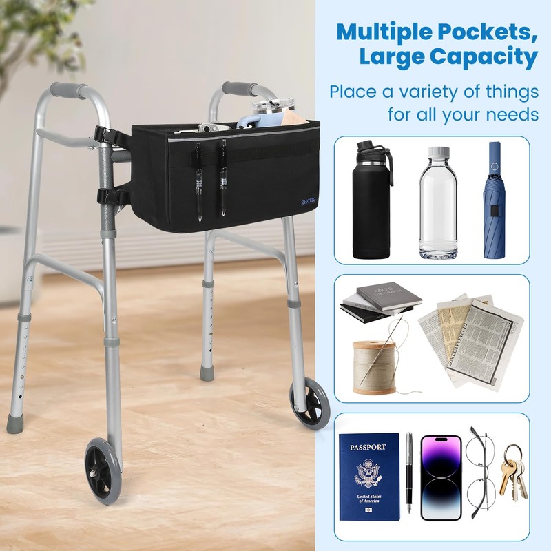 ZHCHG Walker Basket for Seniors, Walker Accessories, Folding Walker Bag