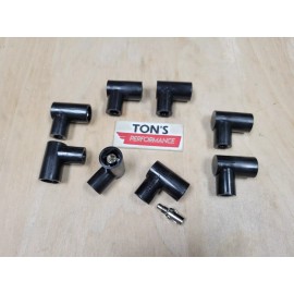 Ton's Performance 8 Rajah Spark Plug Terminals 90 angle old school vintage Shielded Bakelite