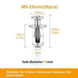 20PCS Hollow Metal Cavity Fixing Hollow Wall Anchors for Drywall Hollow Wall Anchors (M5*25mm)