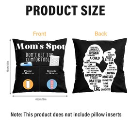 Funny Gifts for Mom Funny Throw Pillow Covers Mother's Day Christmas Birthday Gifts for Mom from Kids Decorative Throw Pillow Cover 18 x 18 (Mom)