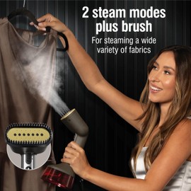 CHI Handheld Garment Steamer for Clothes, 2 Continuous Steam Modes, Full-Size 300 ml Capacity Water Tank, Ergonomic Handle, Vacation Essentials, 1600 Watts, 10’ Cord, Red (11590)