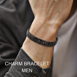 Universal Stainless Steel Bracelet for Men and Women (21.5 cm, Black)