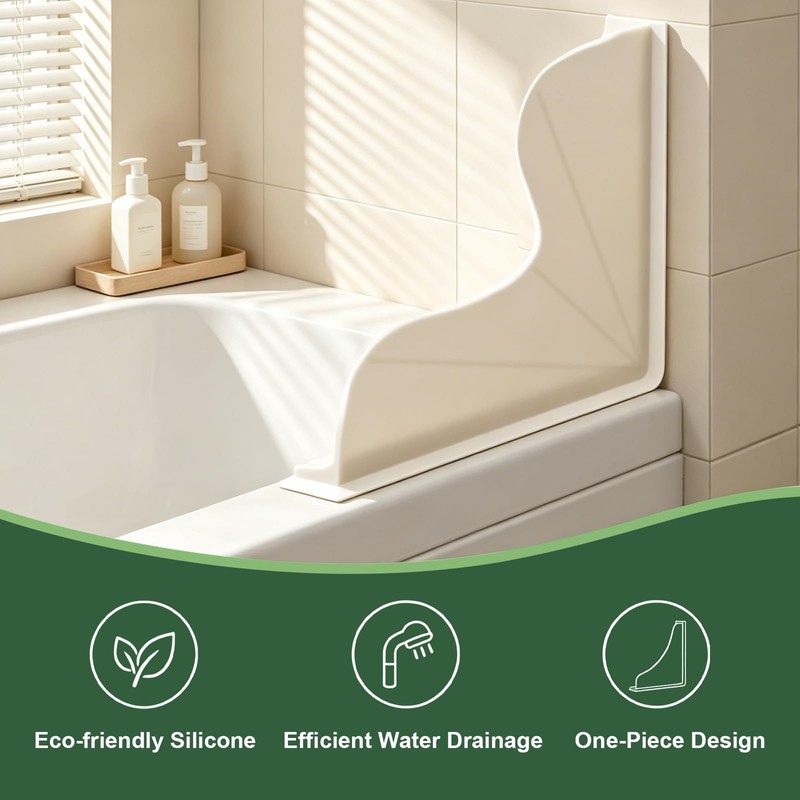 HJUHBDJ 2 Pc All-Silicone Shower Splash Guard with Suction Cups,