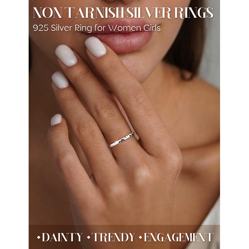 Milacolato 925 Silver Ring For Women Girls, 18K White Gold