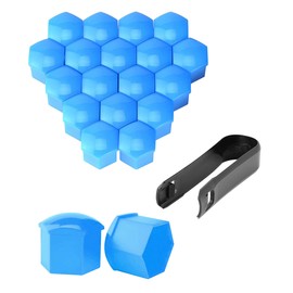 Flaconi 20PCS Wheel Nut Covers,Wheel Nut Caps,Car Accessories 0.67" Wheel Centre Caps Car Cover Protective Caps,Wheel Bolt Covers with Removal Tool,Car Cover Protective Caps (Blue)