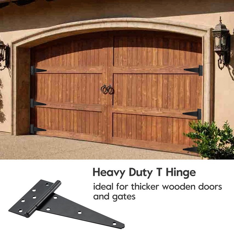 HOME MASTER HARDWARE 10 Inch T-Strap Heavy Duty Black Hinges