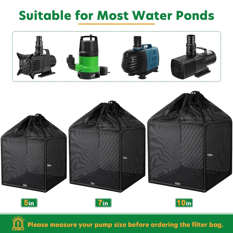 Pond Filter Bag, Pump Barrier Bag, Anti-Clogging Cube Filter Box,