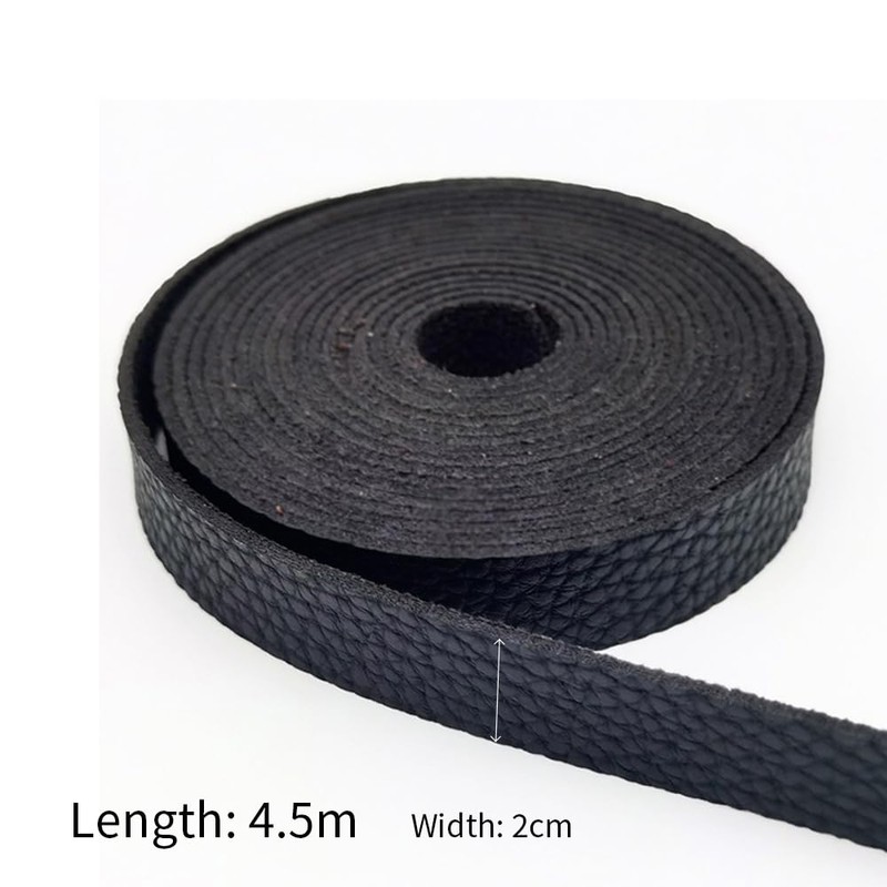 1 Roll Leather Strap Strip,2CM*4.5M Black Lychee Pattern Leather Strap,Side