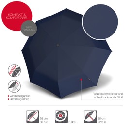 Knirps T.200 Duomatic Animal Pocket Umbrella – Automatic Open and Closing – Stormproof – Windproof – Animal Look, navy