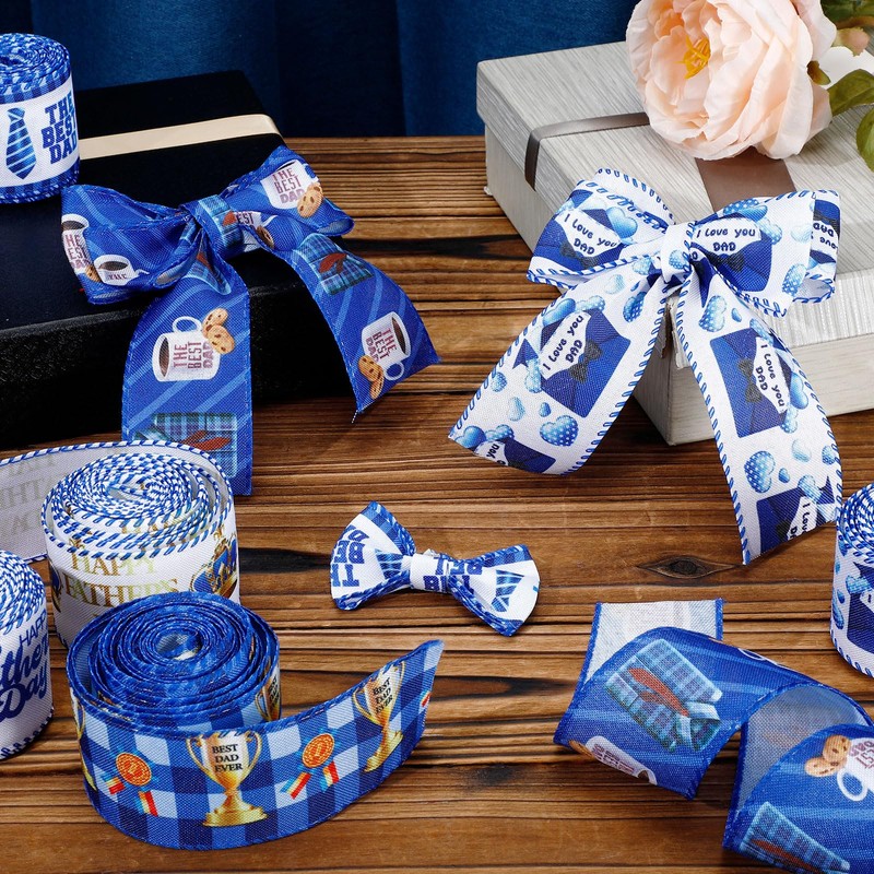 Yuxung 6 Rolls 30 Yards Father's Day Blue Gift Craft