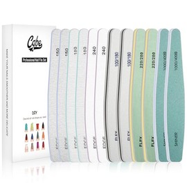 CGBE Limas Para Uñas: 12 Limas De Uñas Lavables De Doble Cara Para Uñas De Gel, Acrílicas Y Naturales, Juego De Limas Profesionales Para Manicura, Grano: 100/150/180/220/240/280/1000/4000