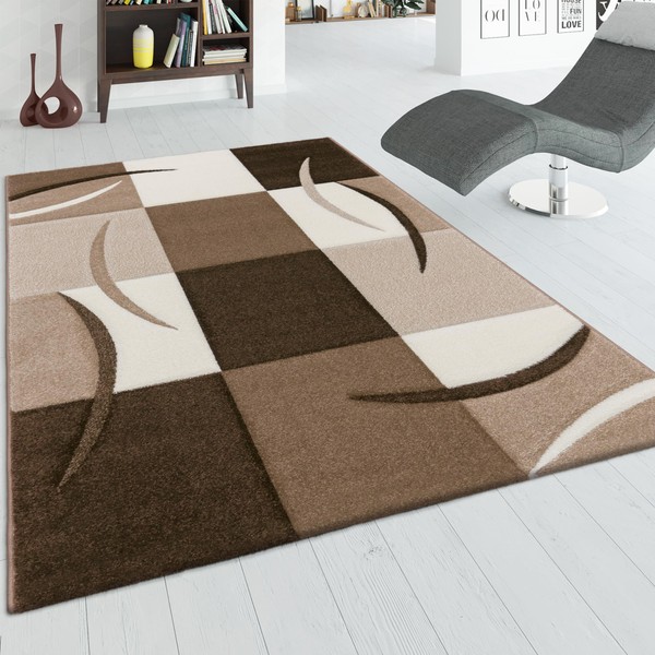 Paco Home Area Rug Checkered with Modern Carved Shades in