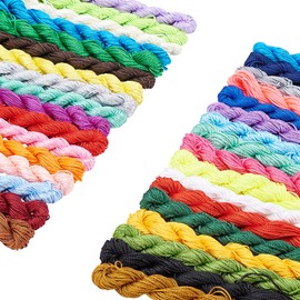 PH PandaHall Satin Cord, 31 Colors, Braided Cord, Twisted Nylon Twine, Colorful, Fine Twine, Handicraft, Thin, 0.04 inch (1 mm), 7.5 ft (24 m), Bundle, String Accessories, Braided Bracelet, Decorative Knotting, Wrapping, Macrame, Handmade Material, DIY, Handmade Leather Craft