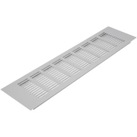 Vent Systems 400 x 100 mm / 16" x 4" Inch Air Supply Ventilation Grille - Silver Aluminium Rectangle Intake/Exhaust Grate - HVAC Register Cover for Floor, Wall, Door Duct