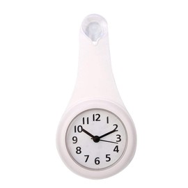 HERCHR Small Wall Clock, Bathroom Clock, Waterproof with Hooks for Bathroom, Kitchen, Bedroom (White)