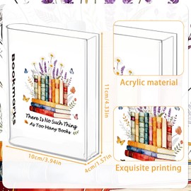 Wxiben Book Lovers Gifts for Women - Wildflower Book Shaped Acrylic Bookmark Holder, Bookish School Home Office Desk Accessories for Reading Lovers, Christmas Gifts for Bookworm Librarians Teachers