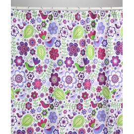 Bacati - Botanical Sanctuary Multicolor Purple Shower Curtain