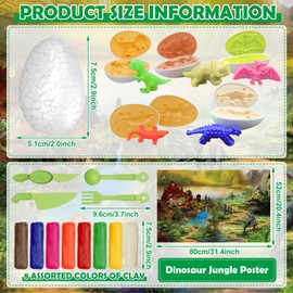 LETTERASHQP Pack of 18 Kneading Accessories for Children from 2 3 4 Years Dinosaur Plasticine Tools DIY Kneading Tool Dinosaur Children's Toy Dough Accessory Set for Children Boys Girls