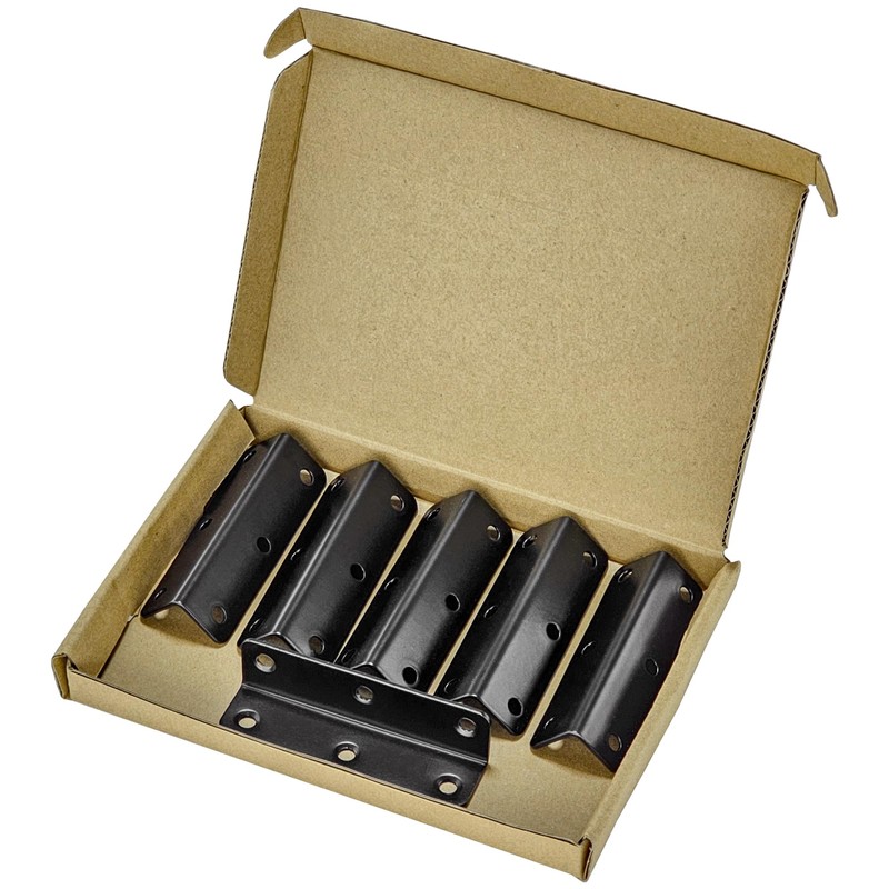 6 PCS Stainless Steel Corner Braces,L-Shaped Extended Fastening Brackets (Black)