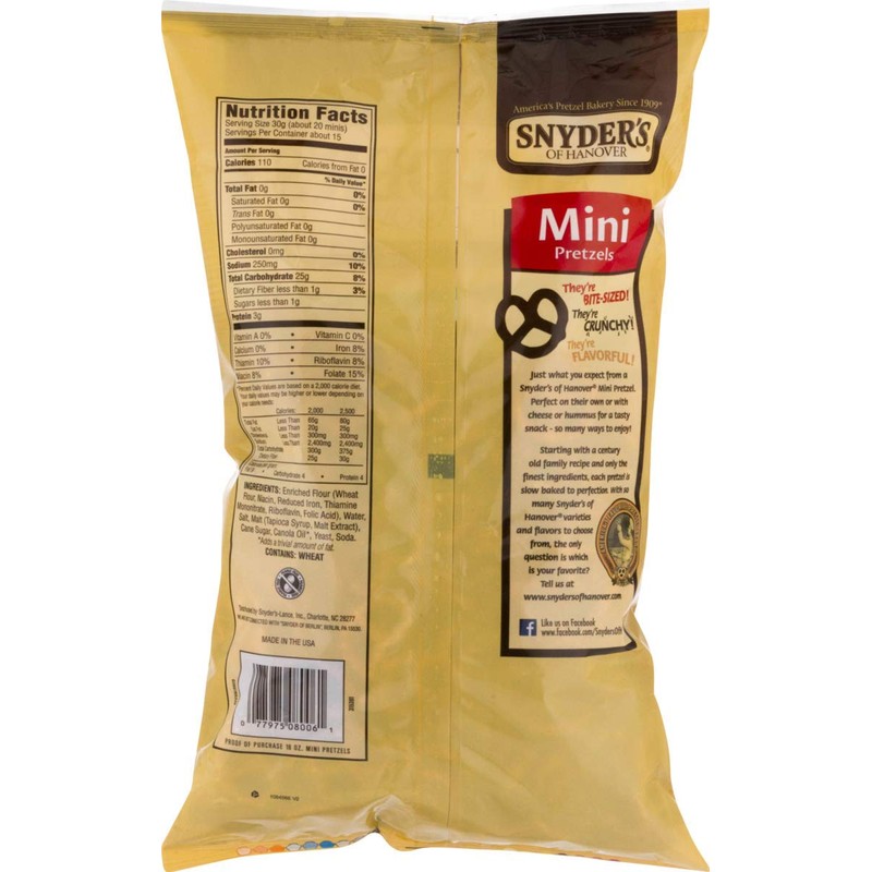 Snyder's of Hanover Family Size Pretzels- 16 oz. Bags (Minis,