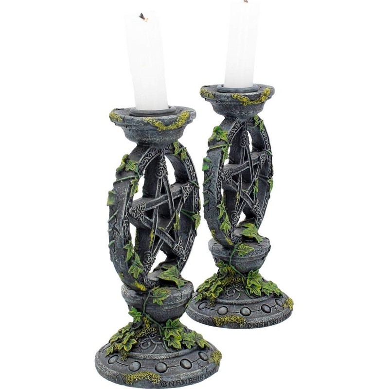 Nemesis Now B2539G6 Wiccan Pentagramm Kerzenständer Set mit 2 Kerzenhaltern