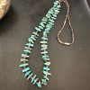 Native American Kingman Turquoise Shell Navajo Sterling Silver Necklace 28"