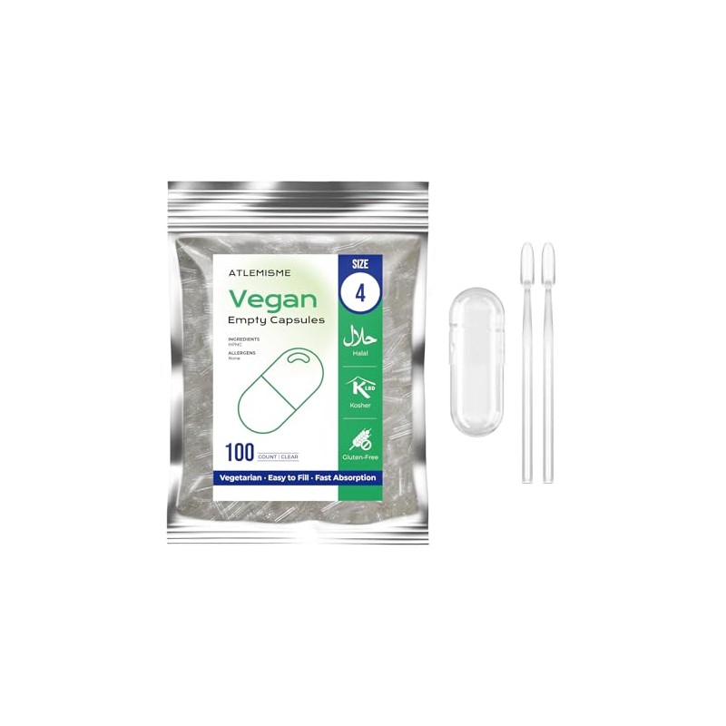 ATLEMISME Empty Vegan Capsules Size 4 - Vegan Capsules Empty