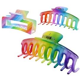 Set of 6 Large Fashionable Assorted Rainbow Multicolour Clamps