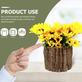 Natural Wooden Flower Pot Succulent Log Planter Box Flowerpot Container Bark Flower Pot for Plants Decoration
