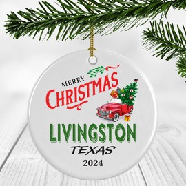 Livingston Ornament Livingston TX Christmas Ornament Gifts Plastic Round 3''
