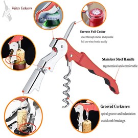 Professional Waiter Corkscrew Wine Openers Set (2 PCS),Upgraded With Heavy Duty Stainless Steel Hinges Wine Key for Restaurant Waiters, Sommelier, Bartenders (Red 2 Packs)