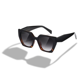 kimorn Sunglasses Womens and Men Trendy Retro Trendy Sun Glasses K1354 (Black-Tortoiseshell Frame Gradient Grey Lens)