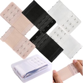 bamandan 6 Pieces Bra Extender 3 Hook, Women's Soft Comfortable Elastic Bra Extenders, Bra Extension Strap 3 Hook 3 Row, Bra Strap Extender